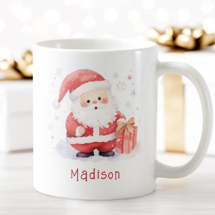 Cute Santa watercolor illustration custom name Coffee Mug