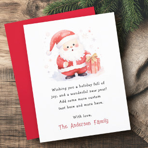 Cute Santa watercolor Merry Christmas non photo Holiday Card