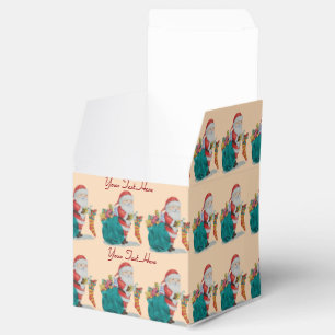 cute santa with gifts and toys in sack christmas favor box