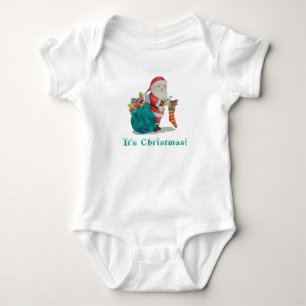 cute santa with toys christmas baby bodysuit