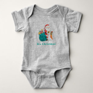 cute santa with toys christmas baby bodysuit