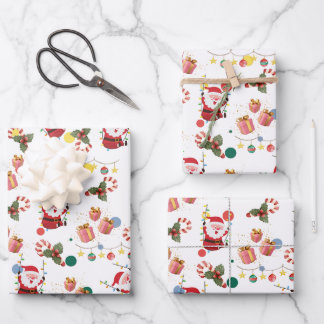 Cute santa wrapping paper sheet