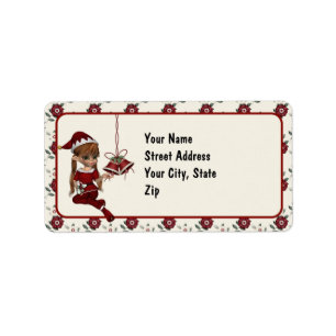 Cute Santa's Elf Christmas Address Labels