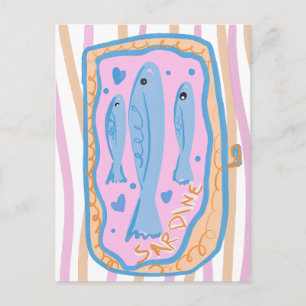 Cute Sardine Art Postcard