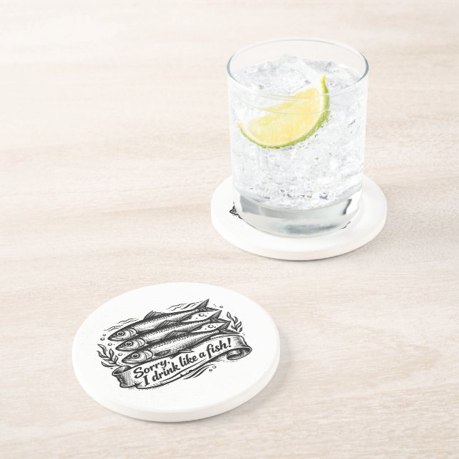Cute Sardine Fish Quote Coaster (Side)