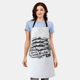 Cute Sardine Fish Quote T-Shirt Apron