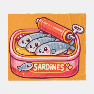 Cute Sardines Fish Cartoon Fleece Blanket