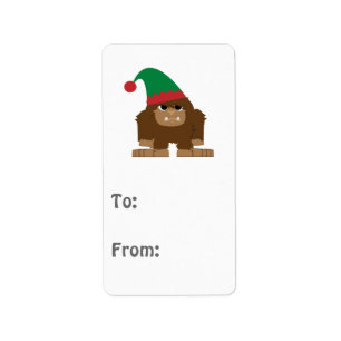 Cute Sasquatch Christmas Elf Label