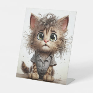 Cute Sassy Kitten Pedestal Sign