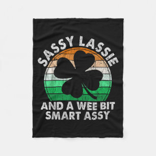 Cute sassy lassie irish shamrock funny st patricks fleece blanket