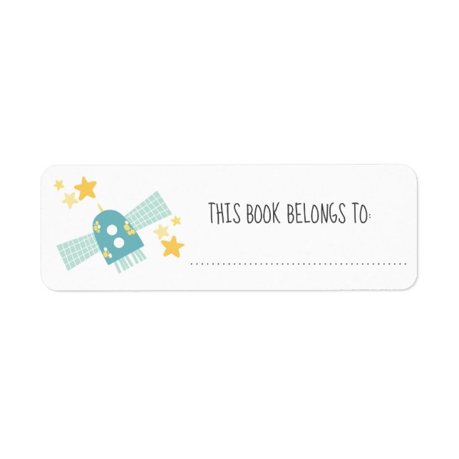 Cute Satellite & Stars This Book Belongs To (Front)