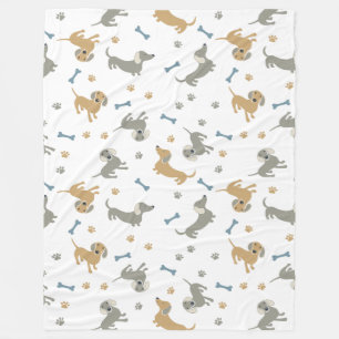 Cute Sausage Dog Dachshund Fleece Blanket
