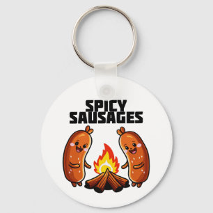 Cute Sausages by the fire - Spicy Sausages Keychain