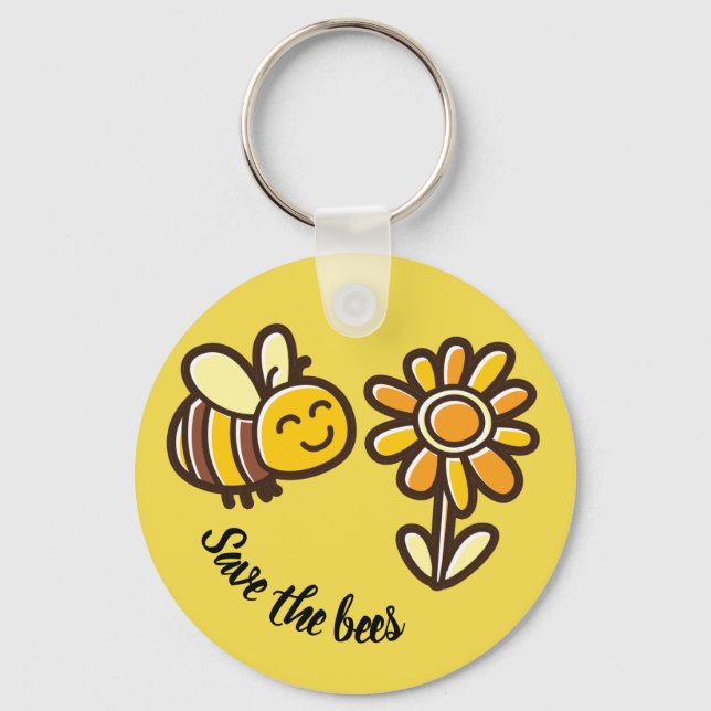 Cute Save the bees keychain gift (Front)