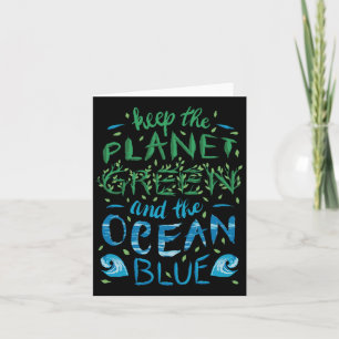 Cute Save The Planet Ecology Eco Blue Ocean Green  Card