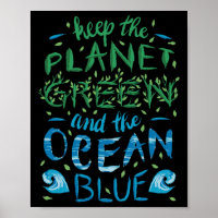 Cute Save The Planet Ecology Eco Blue Ocean Green