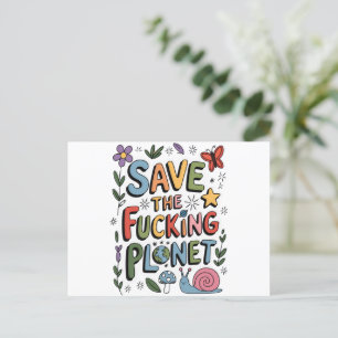 Cute Save the Planet Environmental Ecowarrier  Postcard