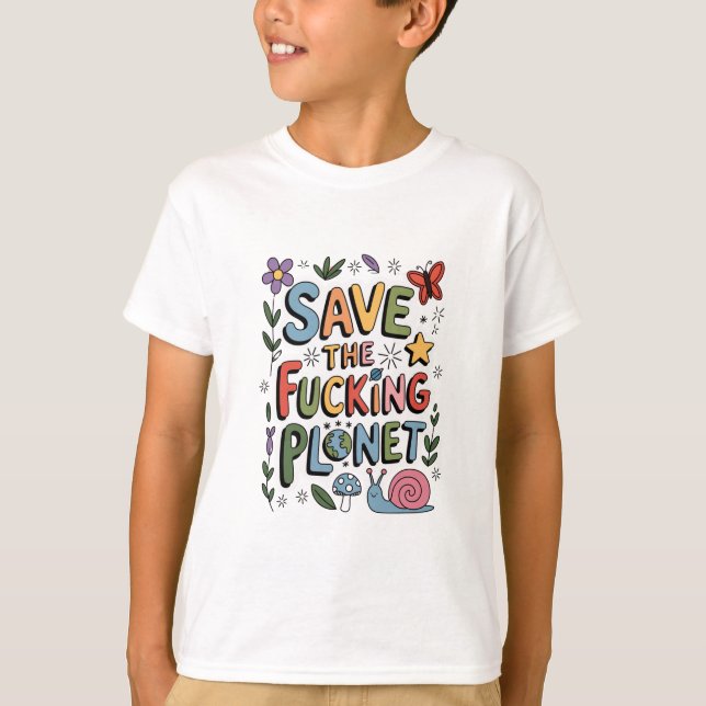 Cute Save the Planet Environmental Ecowarrier  T-Shirt (Front)