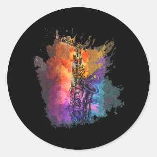 Cute Saxophone Saxophonist Saxophone Player Classic Round Sticker