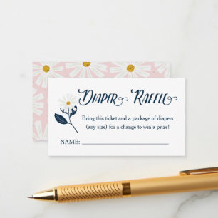 Cute Scandi Daisy Diaper Raffle Ticket Enclosure C