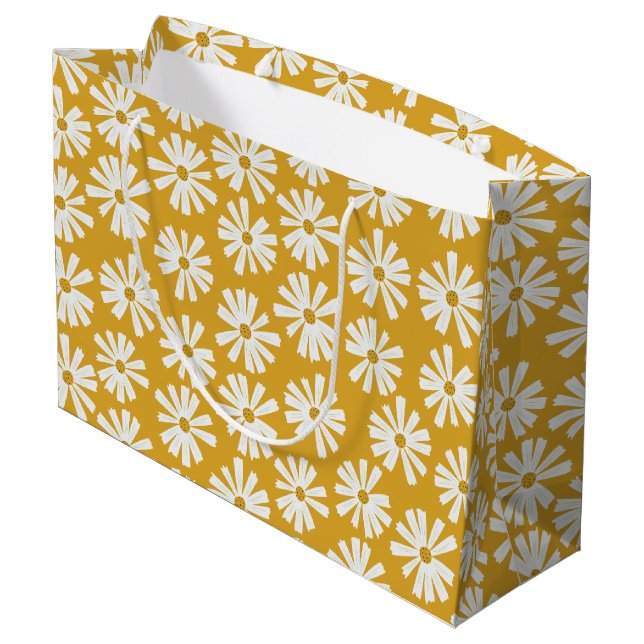 Cute Scandi Daisy Wrapping Large Gift Bag (Back Angled)