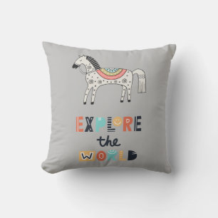 Cute Scandia Horse Explore World Throw Pillow