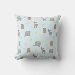 Cute Scandinavian Animals Pattern Throw Pillow