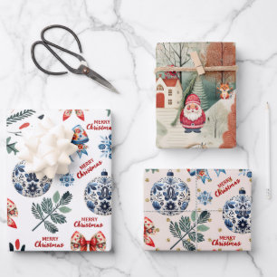 cute scandinavian christmas cozy wrapping paper sheet
