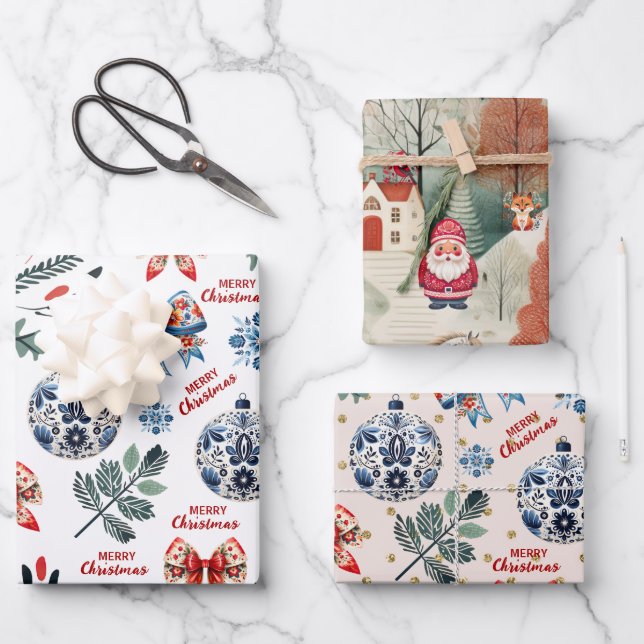 cute scandinavian christmas cozy wrapping paper sheet (Front)