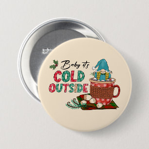 Cute Scandinavian Christmas Gnome & Hot Cocoa 3 Inch Round Button