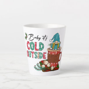 Cute Scandinavian Christmas Gnome & Hot Cocoa Latte Mug