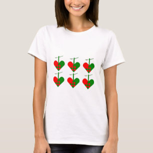 Cute Scandinavian Christmas Heart Pattern T-Shirt
