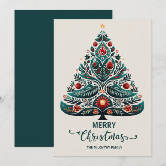 cute scandinavian christmas tree whimsical holiday card