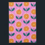 Cute Scandinavian Flowers in Pink and Orange Kitchen Towel<br><div class="desc">Cute Scandinavian Flowers in Pink and Orange Kitchen Towel</div>