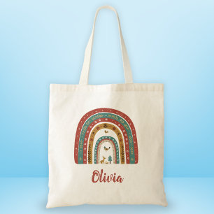 Cute Scandinavian Folk Art Rainbow Tote Bag