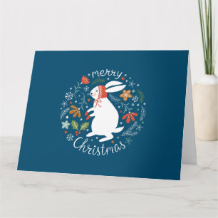 Cute Scandinavian Folk Christmas Bunny Card
