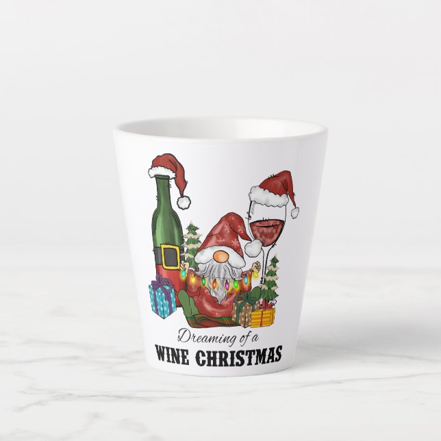 Cute Scandinavian Gnome Holiday Design Latte Mug (Front)