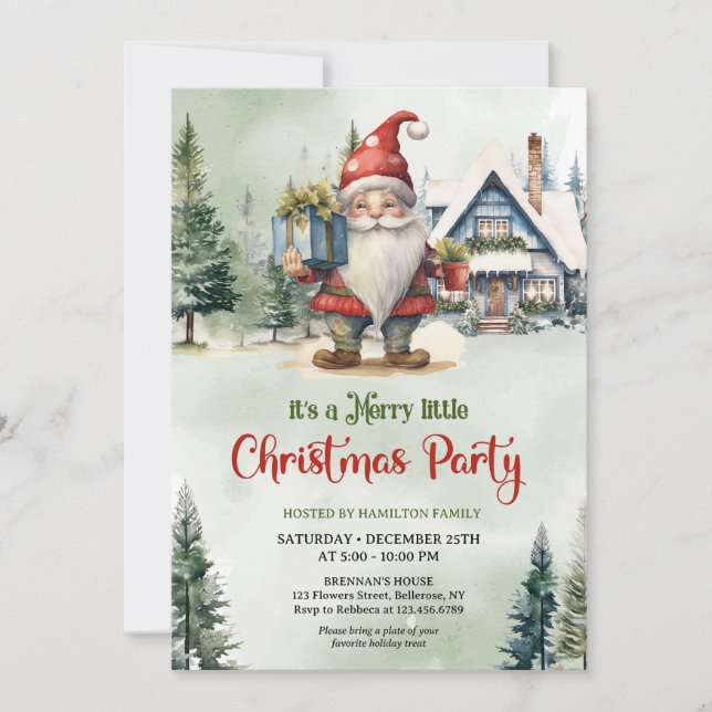 Cute Scandinavian gnome huge style winter Invitation (Front)