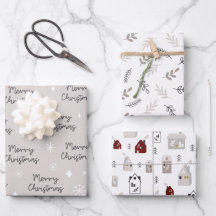 Cute Scandinavian Merry Christmas Wrapping Paper