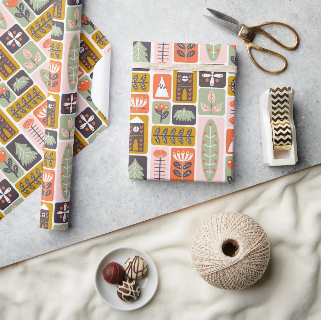 Cute Scandinavian Style Nature Wrapping Paper (Crafts)