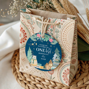 Cute Scandinavian Winter 1st Birthday Thank You Favour Tags