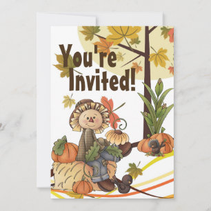 Cute Scarecrow Automne Anniversaire Invitation