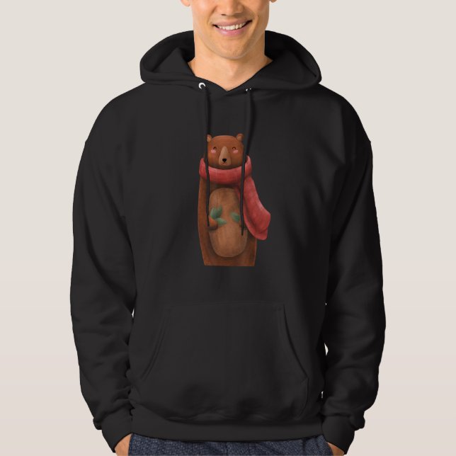 Cute Scarf Brown Bear Hoodie (Front)