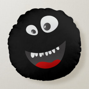 Cute Scary Black Monster Round Pillow
