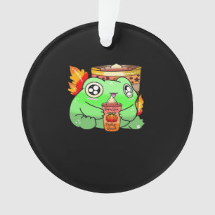 Cute Scary Frog Pumpkin Spice Latte Season Ornament