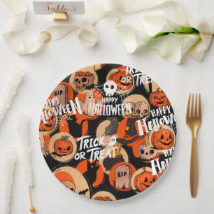 Cute & Scary Halloween Spooky vibes Paper Plate