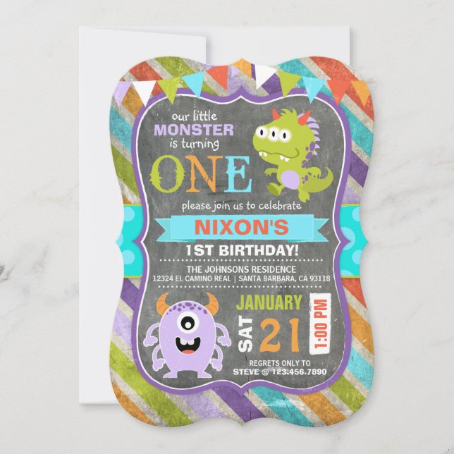 Cute Scary Little Monsters Birthday Invitation (Front)