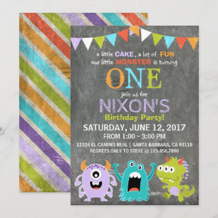 Cute Scary Little Monsters Birthday Invitation