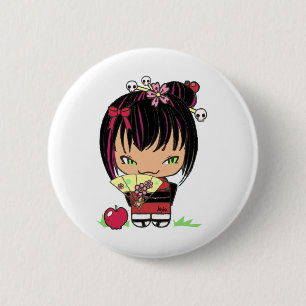 Cute Scary Miao - gothic kokeshi doll 2 Inch Round Button