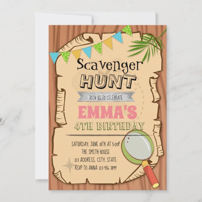 Cute scavenger theme invitation (Front)